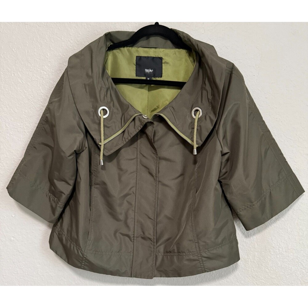 Mossimo Women's Olive Green Hooded Short Sleeve Jacket Size Medium